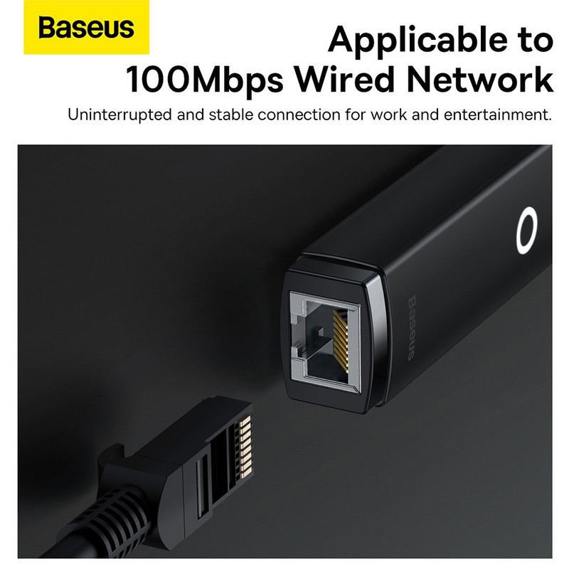 Load image into Gallery viewer, Baseus Lite Series Ethernet Adapter USB-A to RJ45 LAN Port 100Mbps - Black - i-Station Mobile Phone &amp; Electronic Device Repair and Accessories
