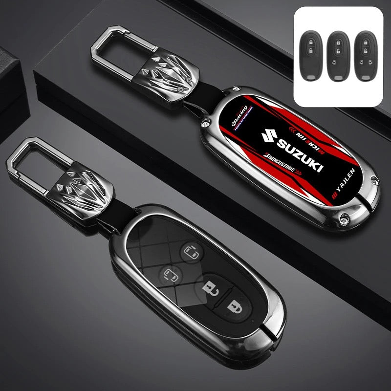 Load image into Gallery viewer, Suzuki Stylish Racing-inspired Design Car Key Fob Case Cover For Hustler, SX4, S-Cross, Baleno, Ertiga, Ciaz, Ignis, Kizashi, Swift, Vitara, Alto, Celerio, Brezza
