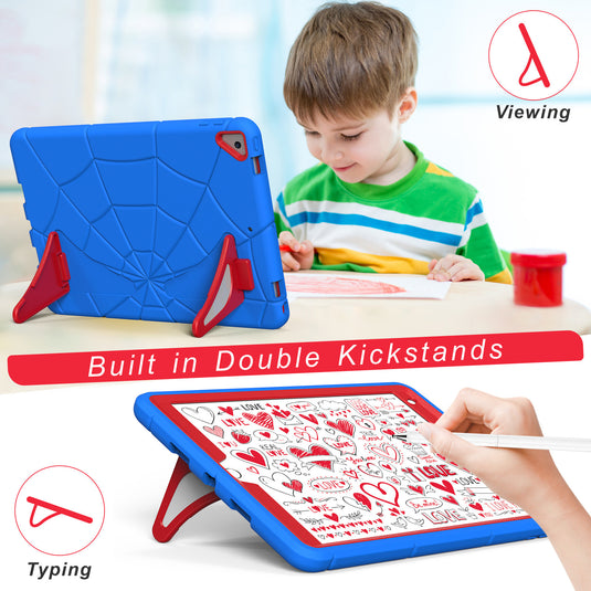 [Built-in Stand] Apple iPad 5/6 9.7'' 5/6th Gen (2017/2018) Spiderman Cartoon Kids Full-cover Silicone Shockproof Case
