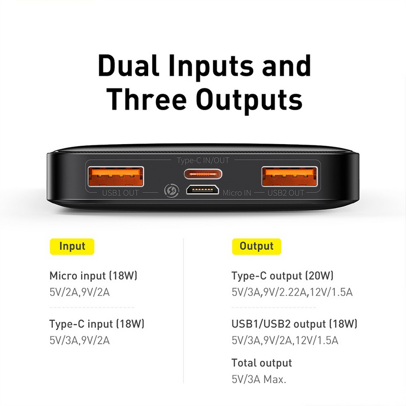 Load image into Gallery viewer, Baseus Bipow Fast Charging Power Bank 10000mAh 20W (Overseas Edition) PPBD050301-Black
