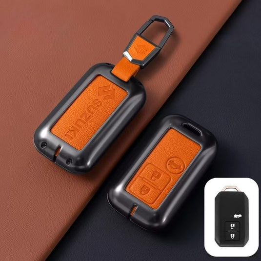Suzuki Zinc Alloy Geuine Leather Car Key Fob Case Cover For Swift, Vitara, Baleno, Ciaz, SX4,  S-Cross, Jimny, Baleno, Ertiga