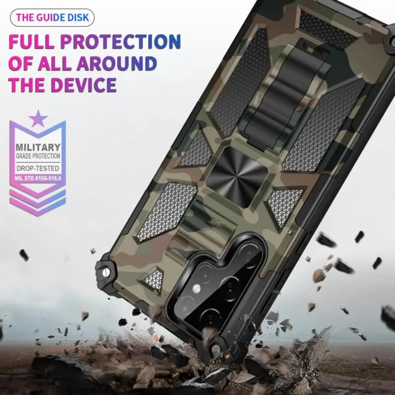 Load image into Gallery viewer, [Built-in Stand] Samsung  Galaxy S24 SM-S921/Plus SM-S926/Ultra SM-S928 Army Camouflage Armor Anti-fall Bracket Protection Heavy Duty Series Case
