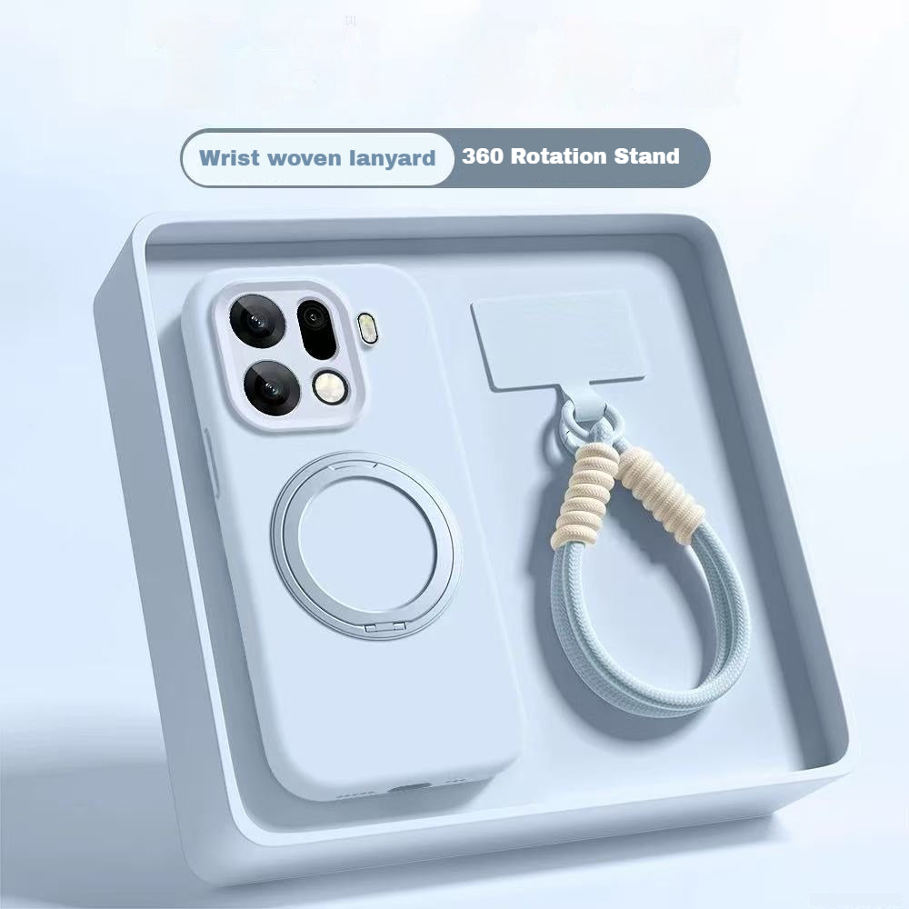[Magsafe Compatible] OPPO Reno15 & Pro - Premium 360° Magnetic Rotatable Stand Liquid Silicone Case with Braided Lanyard - i-Station Mobile Phone & Electronic Device Repair and Accessories