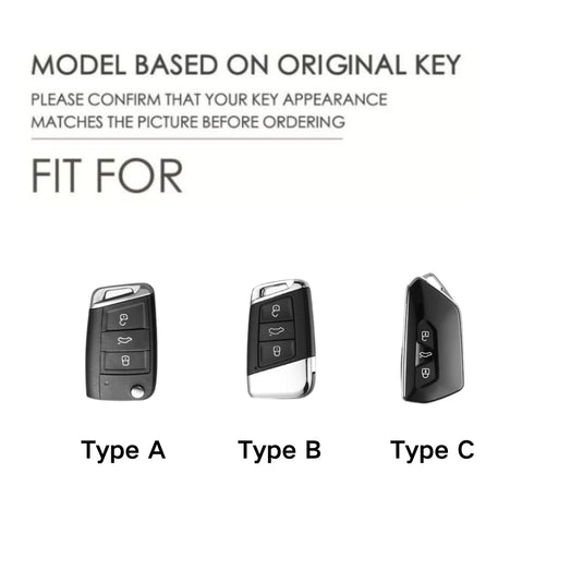 Volkswagen Zinc Alloy + PU Leather Car Key Fob Case Cover For Golf 7, Golf 8, Tiguan, Jetta, Passat, Lamando L, ID.3, ID.4,  ID.5, ID.6