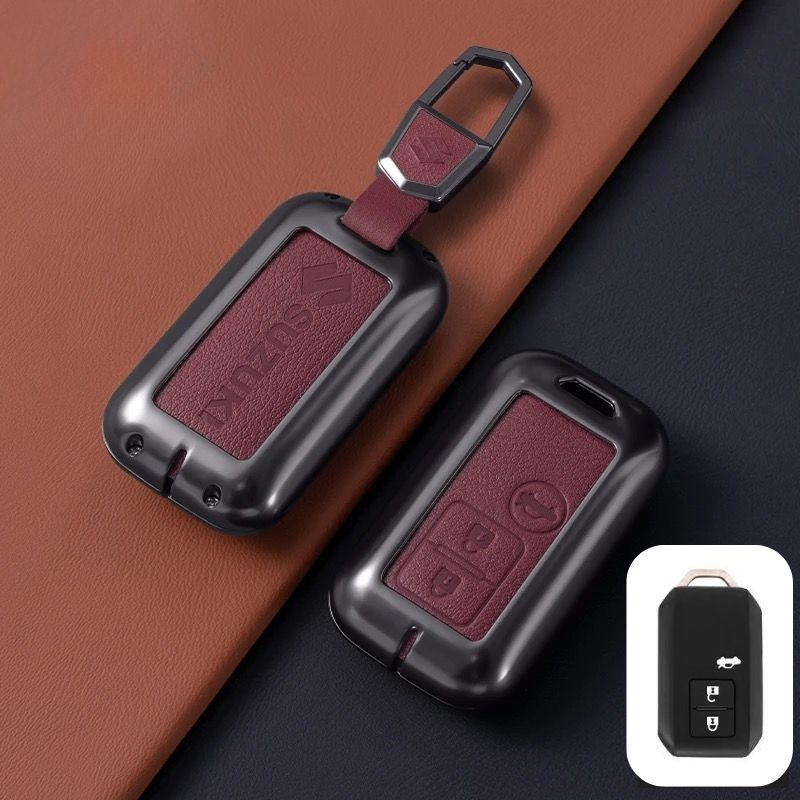 Load image into Gallery viewer, Suzuki Zinc Alloy Geuine Leather Car Key Fob Case Cover For Swift, Vitara, Baleno, Ciaz, SX4,  S-Cross, Jimny, Baleno, Ertiga
