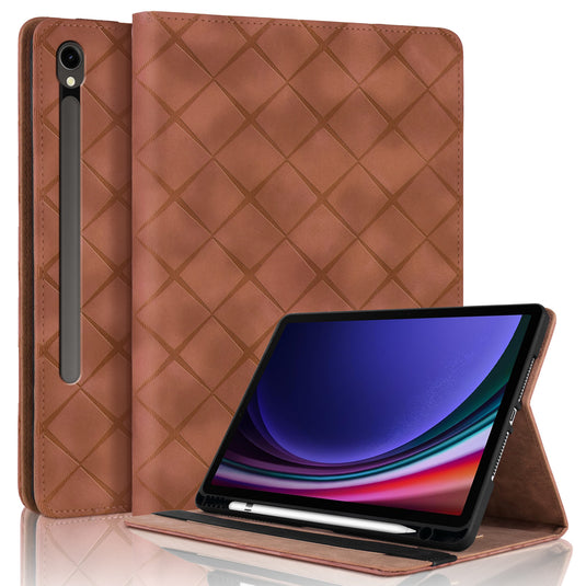 [With Card Slot] Samsung Galaxy Tab S10 FE Plus (2025) 13.1" - Diamond Pattern Leather Shockproof Case