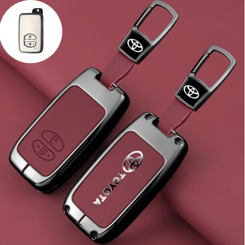 Load image into Gallery viewer, Toyota Full Metal  Coverage + PU Leather Car Key Fob Case Cover For Corolla, Camry, Prado, Avalon
