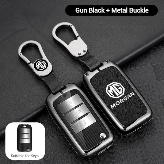 MG Zinc Alloy + PU Leather Car Key Fob Case Cover For MG3, MG5, MG6, MG7, ZST, ZS, GS, MG ONE, MG4 EV
