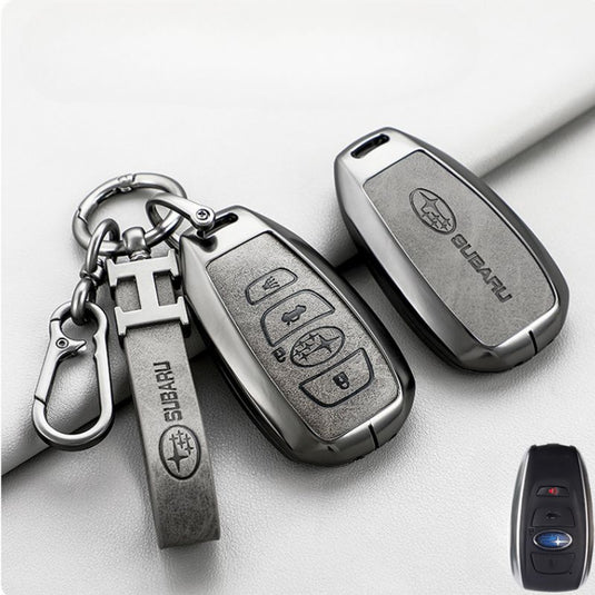 Subaru Zinc Alloy + PU Leather Car Key Fob Protective Cover Case For Outback, Forester, Impreza, WRX, XV, Crosstrek, Legacy