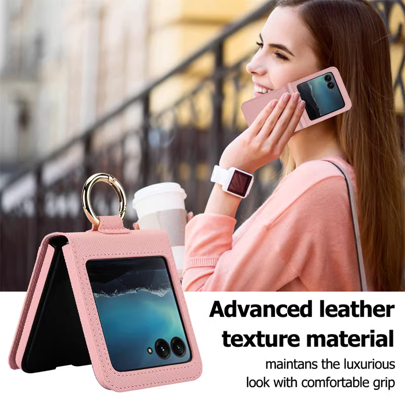 Load image into Gallery viewer, [With Card Solt][Built-in Ring Bracket] Motorola Moto Razr 40/Ultra Ultra-thin Full Protective Shockproof Genuine Leather Series Case
