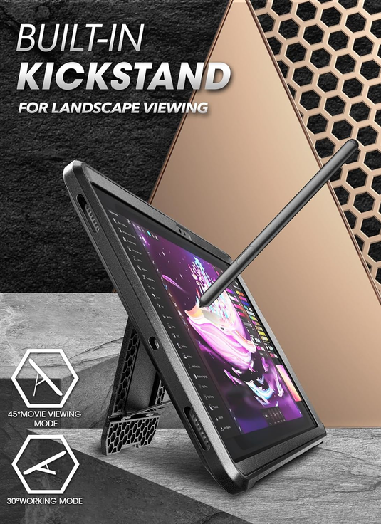 [Built-in Screen Protector & Stand][Pencil Holder] Samsung Tab S8 Ultra & S9 Ultra & S10 Ultra 14.6