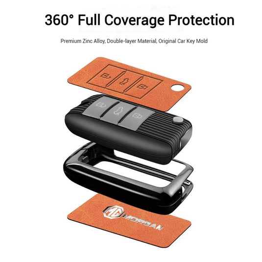MG Zinc Alloy + PU Leather Smart Remote Control Car Key Fob Case Cover For MG ONE