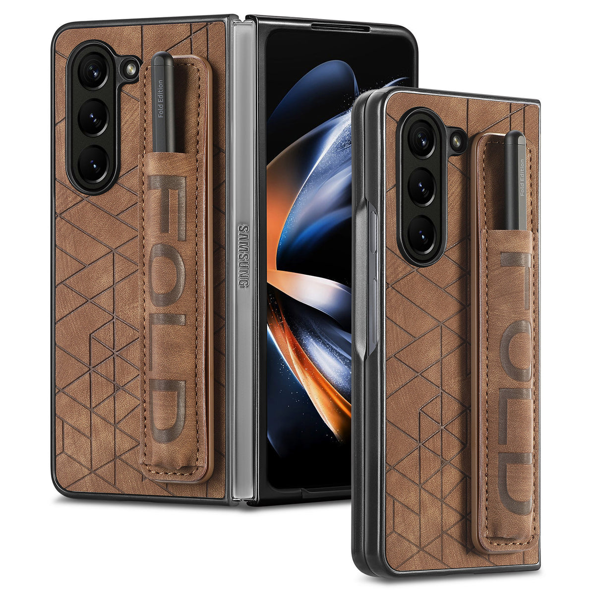 [With Pen Slot] Samsung Galaxy Z Fold4 (SM-F936) Foldable Vegan Leather Shockproof Case - i-Station Mobile Phone & Electronic Device Repair and Accessories