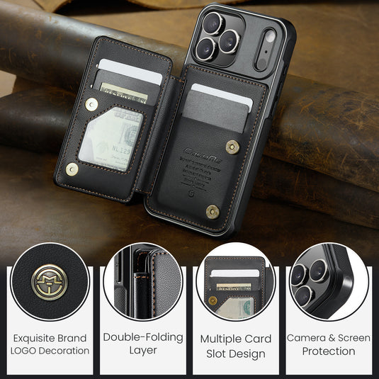 [With Card Slot] Apple iPhone 17/Air/Pro/Pro Max RFID Flip Premium Leather Wallet Series Case