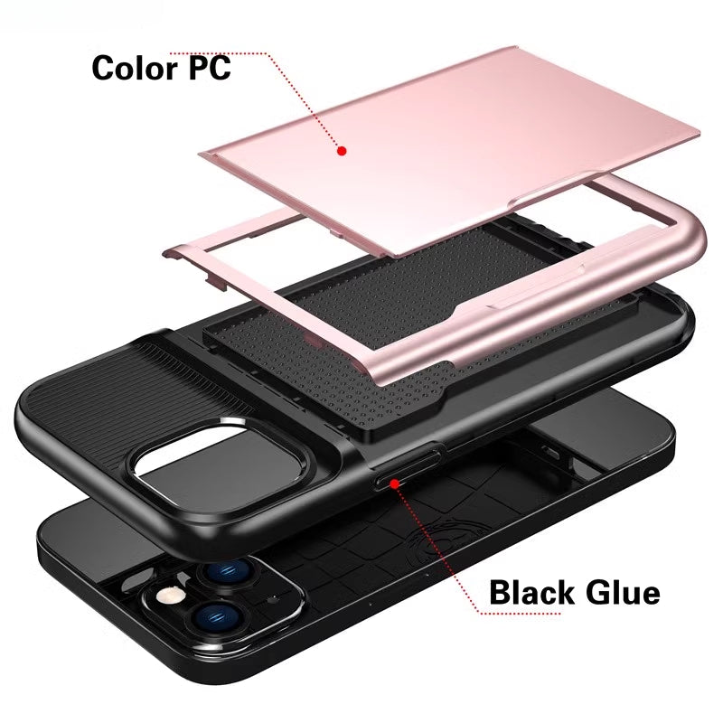 Load image into Gallery viewer, [With Card Slot] Apple iPhone 12/Pro/Pro Max Card Slot Slider Holder Slim Armor CS Designed Shockproof Mechanics Series Case
