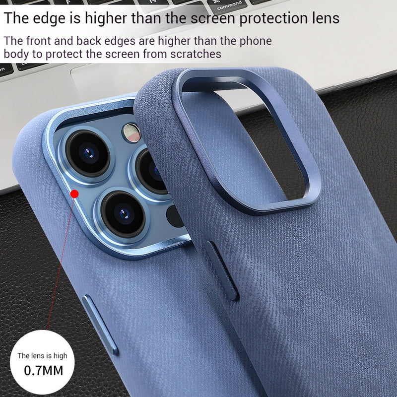 Load image into Gallery viewer, Apple iPhone 13/Pro/Pro Max Fibrous Leather Velvet Texture Shockproof Protective Case
