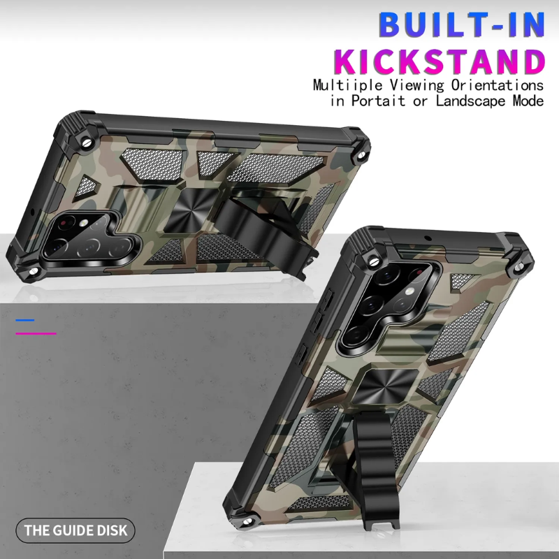 Load image into Gallery viewer, [Built-in Stand] Samsung  Galaxy S24 SM-S921/Plus SM-S926/Ultra SM-S928 Army Camouflage Armor Anti-fall Bracket Protection Heavy Duty Series Case
