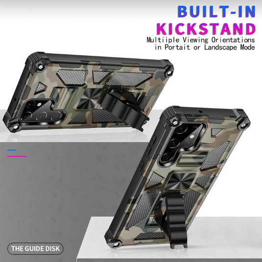 [Built-in Stand] Samsung  Galaxy S24 SM-S921/Plus SM-S926/Ultra SM-S928 Army Camouflage Armor Anti-fall Bracket Protection Heavy Duty Series Case