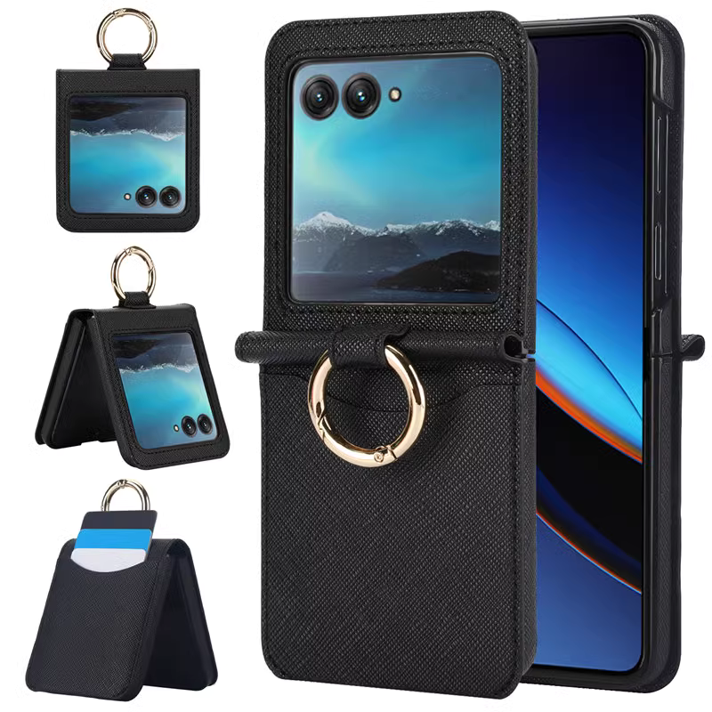 Load image into Gallery viewer, [With Card Solt][Built-in Ring Bracket] Motorola Moto Razr 40/Ultra Ultra-thin Full Protective Shockproof Genuine Leather Series Case
