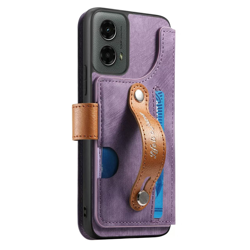 Load image into Gallery viewer, [With Card Slot][With Wrist Wrap] Motorola Moto G Play 4G/5G (2024) Leather Shockproof Wallet Series Case
