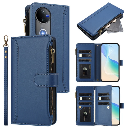 [With Card Slot] VIVO V50 5G - Multifunctional Flip Phone Case With Magnetic Closure & Wrist Strap - i-Station Mobile Phone & Electronic Device Repair and Accessories