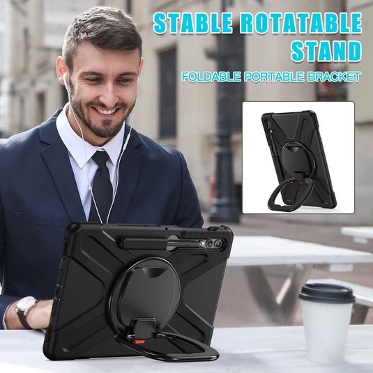 Samsung Galaxy Tab S7 Plus/S7 FE/S8 Plus 12.4" - Multifunctional Shockproof Heavy Duty Series Case With Shoulder Strap