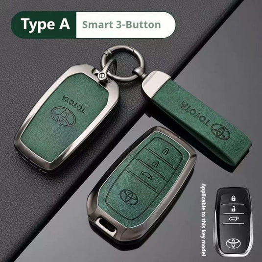 Toyota Zinc Alloy + PU Leather Car Key Fob Case Cover For Camry, RAV4, Highlander, Prado, Crown