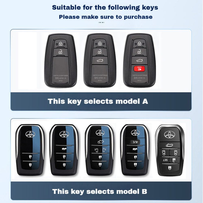 Load image into Gallery viewer, Toyota PU Leather + Zinc Alloy Car Key Fob Case Cover For Corolla, Prius, Camry, C-HR, RAV4, Altis, Land Cruiser Prado
