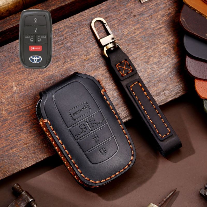 Load image into Gallery viewer, Toyota Handcrafted Genuine Leather Car Key Fob Protective Case Cover For Highlander, RAV4, Camry, Sienna, Tacoma, 4Runner, Tundra, Sequoia, Land Cruiser
