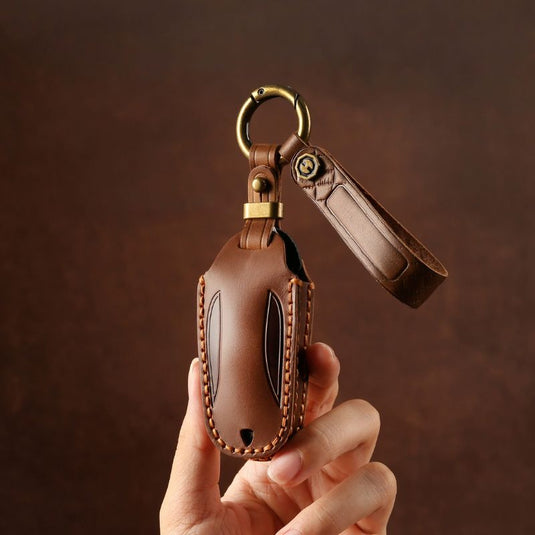 Tesla Handcrafted Genuine Leather Car Key Fob Protective Cover Case For Model 3, Y, S, X