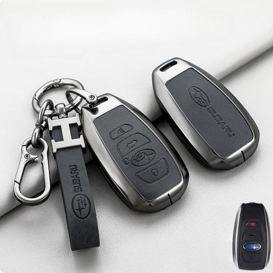 Subaru Zinc Alloy + PU Leather Car Key Fob Protective Cover Case For Outback, Forester, Impreza, WRX, XV, Crosstrek, Legacy