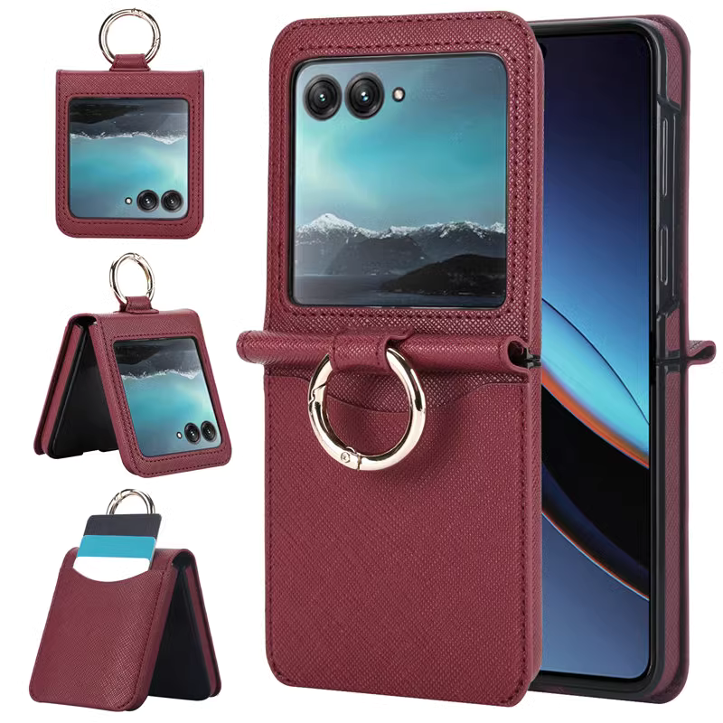 Load image into Gallery viewer, [With Card Solt][Built-in Ring Bracket] Motorola Moto Razr 40/Ultra Ultra-thin Full Protective Shockproof Genuine Leather Series Case
