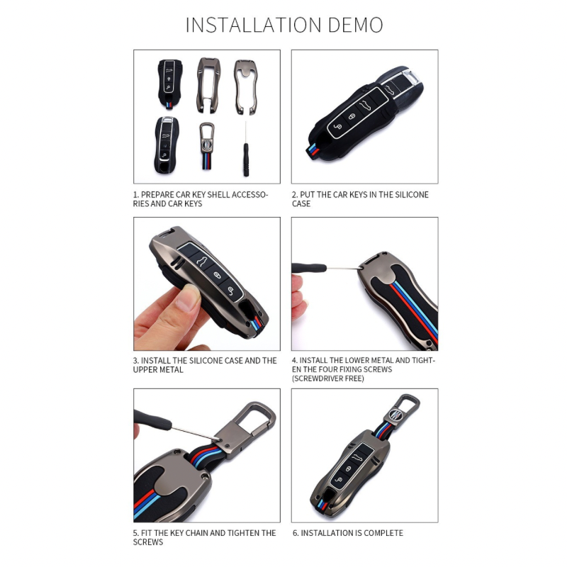 Load image into Gallery viewer, Porsche Metal Shell &amp; Soft Silicone Full Protection Car Key Fob Case Cover For Cayenne, Panamera, 911
