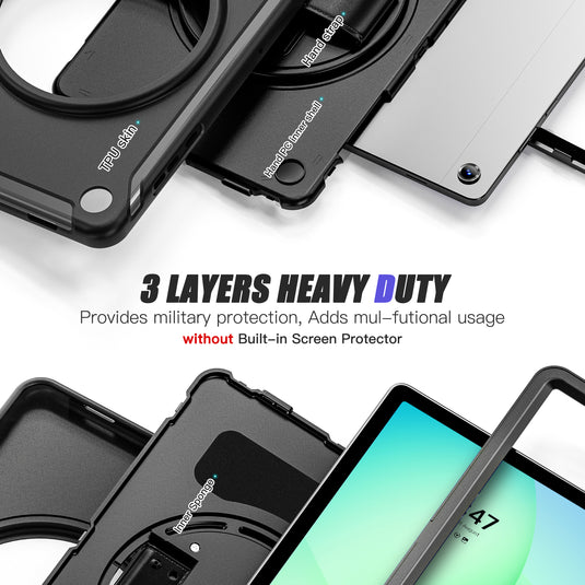 [Built-in Stand] Samsung Galaxy Tab A11 Plus (2025) 11" 360° Rotating Shockproof Rugged with Hand Strap Case