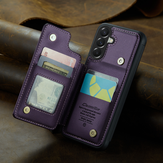 [With Card Slot] Samsung Galaxy A57 (SM-A576) - RFID Flip Premium Leather Wallet Series Case