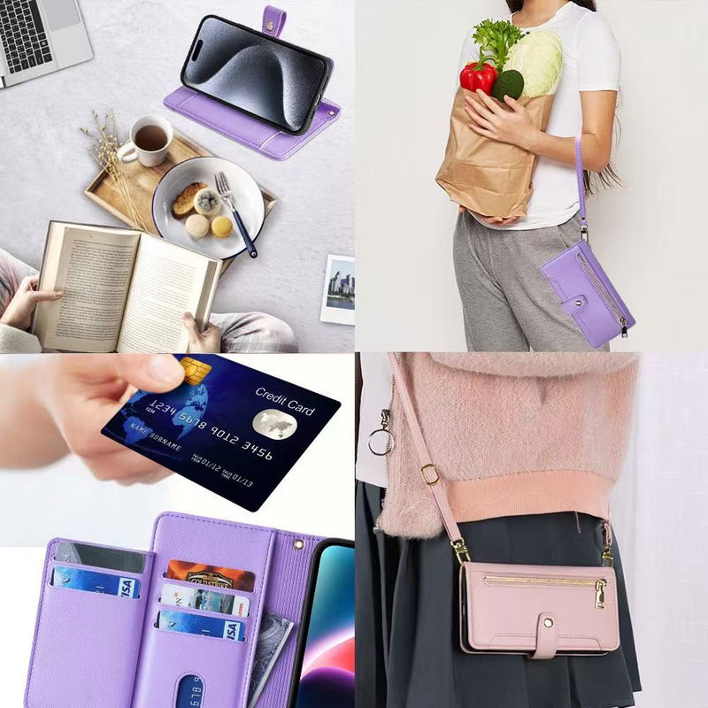 Load image into Gallery viewer, [With Card Slot] Samsung Galaxy S26/Plus/Ultra - Multi-Function Flip Leather Zipper Wallet Case With Wrist &amp; Shoulder Strap - i-Station Mobile Phone &amp; Electronic Device Repair and Accessories
