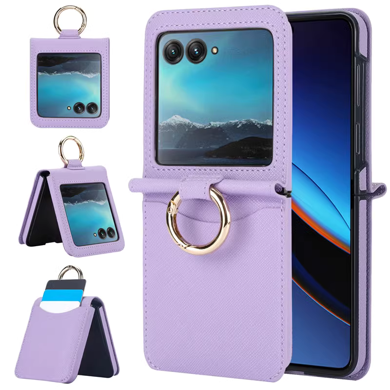 Load image into Gallery viewer, [With Card Solt][Built-in Ring Bracket] Motorola Moto Razr 40/Ultra Ultra-thin Full Protective Shockproof Genuine Leather Series Case
