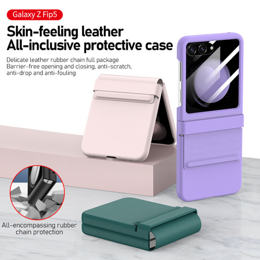 [Built-in Screen Protector] Samsung Galaxy Z Flip 5 SM-F731 Leather Hinge Full-cover Shockproof Essentials Series Case