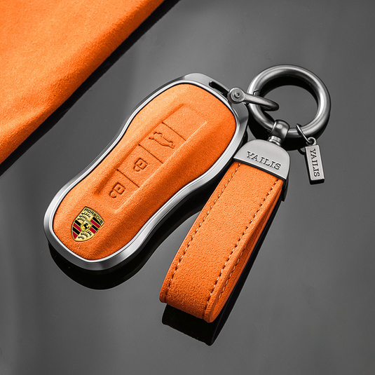Porsche Luxury Suede Car Key Fob Case Cover For Macan, Cayenne, 911, Panamera, 718, Taycan, 992