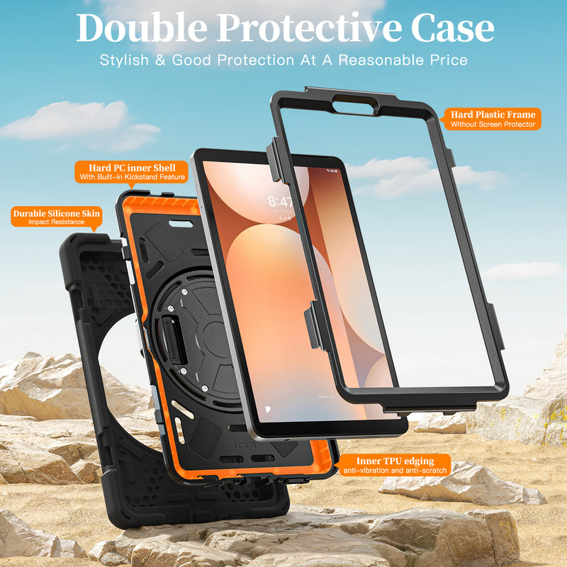 Load image into Gallery viewer, Samsung Galaxy Tab A11  (2025) 8.7&quot; - Heavy Duty 360 Degree Rotate Stand Hand Strap Case With Shoulder Strap
