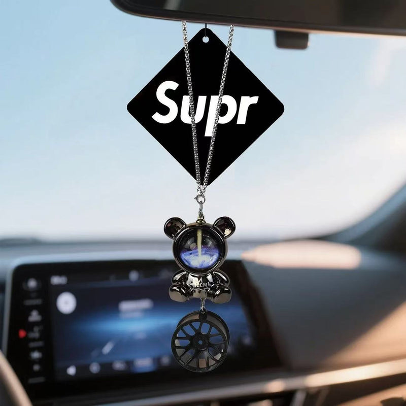 Load image into Gallery viewer, Exquisite Minimalist Astronaut Bear Car Hanging Ornament – Rearview Mirror Pendant Decoration
