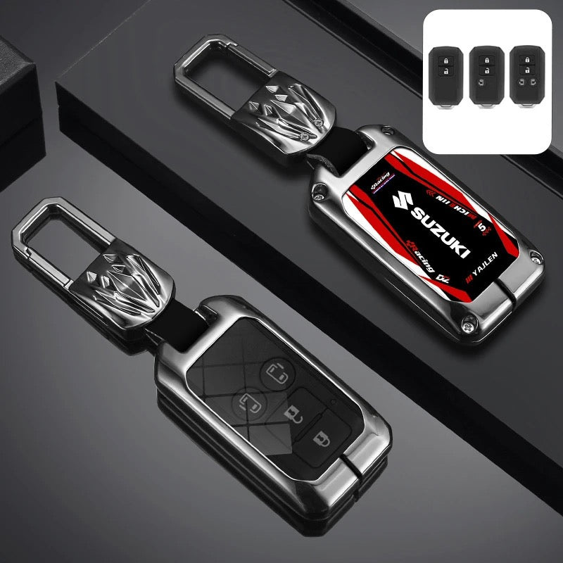 Load image into Gallery viewer, Suzuki Stylish Racing-inspired Design Car Key Fob Case Cover For Hustler, SX4, S-Cross, Baleno, Ertiga, Ciaz, Ignis, Kizashi, Swift, Vitara, Alto, Celerio, Brezza
