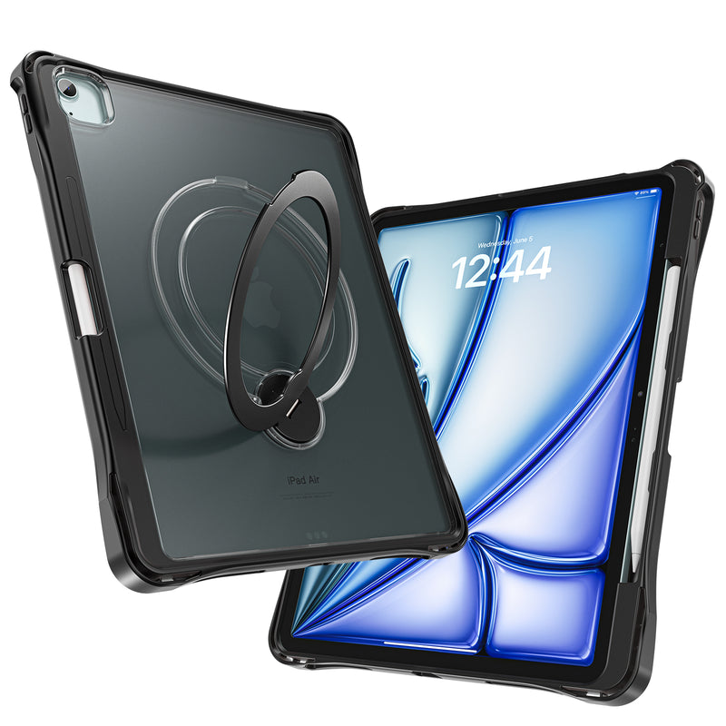 Load image into Gallery viewer, [With Pen Slot] Apple iPad Air 13-inch M2/M3/M4 (2024/2025/2026) 360° Rotating Stand Frosted Hard Acrylic Shockproof Cover Case
