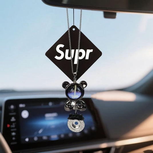 Exquisite Minimalist Astronaut Bear Car Hanging Ornament – Rearview Mirror Pendant Decoration
