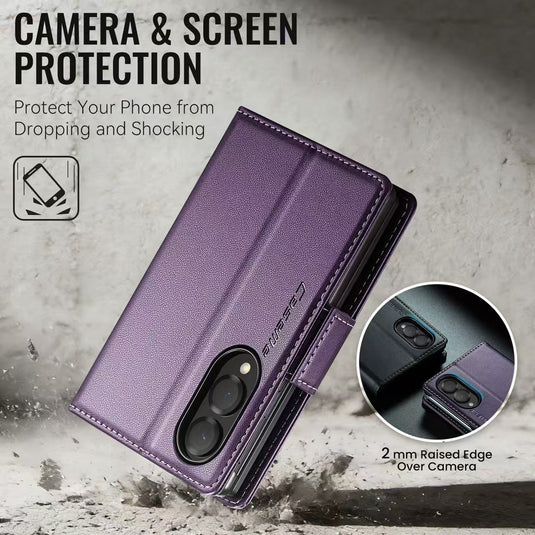 [With Card Slot] Samsung Galaxy Z Fold8 / Ultra - Premium Leather Shockproof Wallet Series Case
