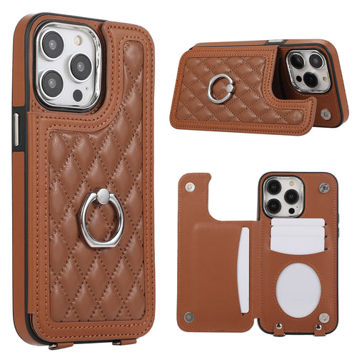 [Built-in Ring Bracket][With Card Slot] Apple iPhone 11/Pro Max High-End Leather Full Coverage Shockproof Wallet Series Case