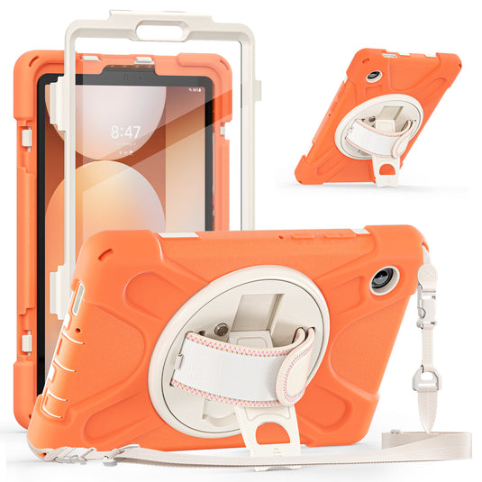 Samsung Galaxy Tab A11  (2025) 8.7" - Heavy Duty 360 Degree Rotate Stand Hand Strap Case With Shoulder Strap
