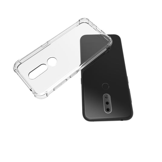 Nokia 4.2 - AirPillow Cushion Transparent Soft Clear TPU Four Corners Protective Case With 2PC 9H Tempered Glass Screen Protector