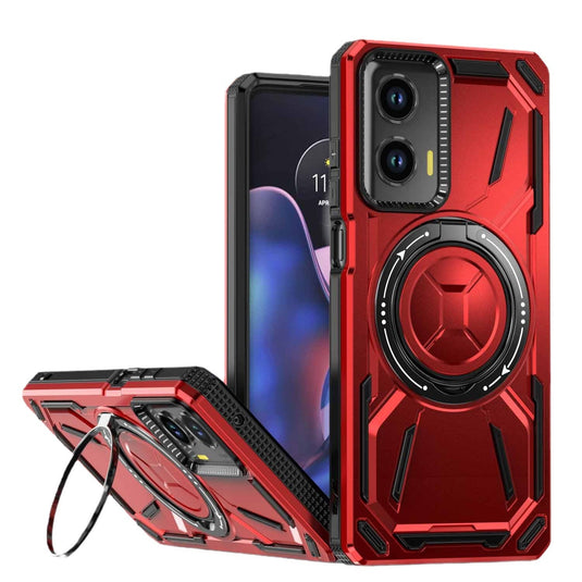 [Built-in ring bracket] Motorola Moto Edge 50 Ultra - Shield Shockproof Rugged Heavy Duty Case With 1PC 9H Tempered Glass Screen Protector