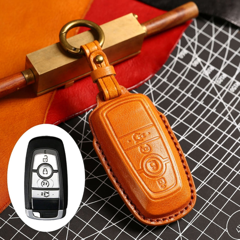 Load image into Gallery viewer, Ford Handcrafted Genuine Leather Folding Key Protective Case For Raptor F-150, Focus, Escort, Mondeo, Edge, Explorer, Mustang
